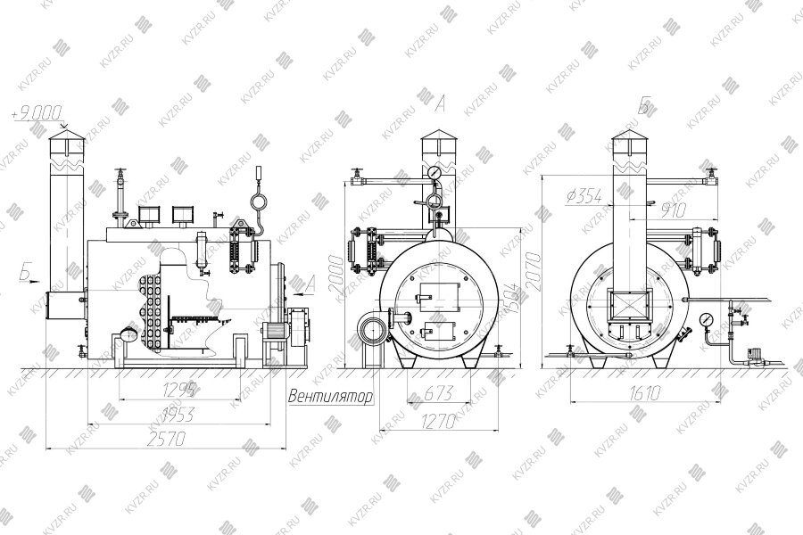 Чертеж жаротрубного парового котла